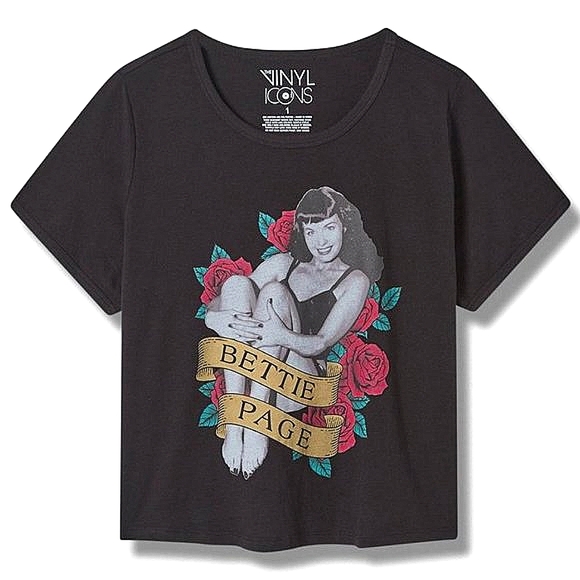 ❤NWT VINTAGE TORRID TEE - BETTIE PAGE GRAPHIC - RELAXED FIT - RINGER PLUS SIZE - Picture 1 of 14